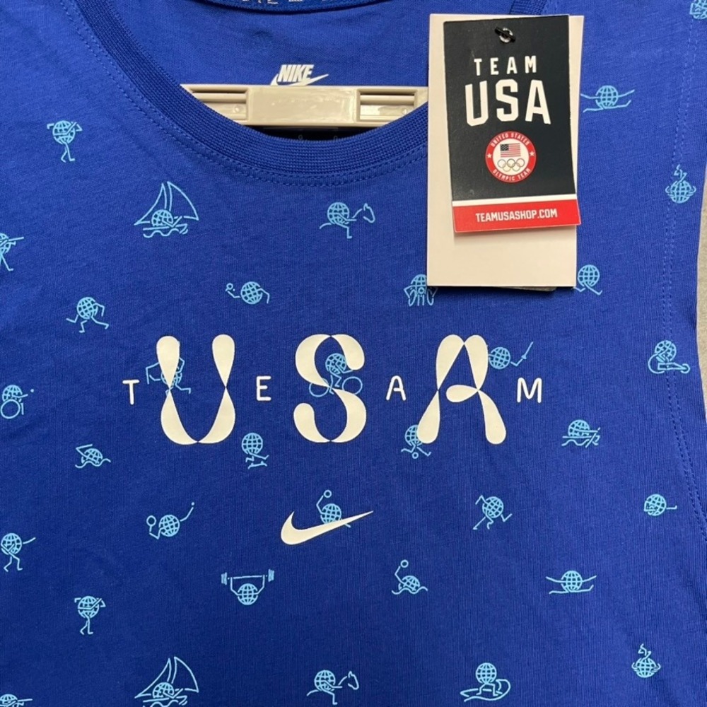 Team USA Olympic Tank Top Women Large Blue Training Singlet Athletic Nike DriFit - Picture 2 of 10